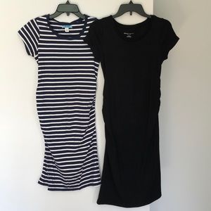 Two Maternity Short-Sleeve T-shirt Dresses (XS)